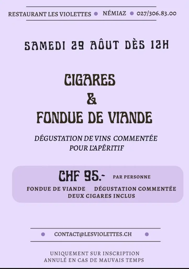 Restaurant Les Violettes - Soirée cigares