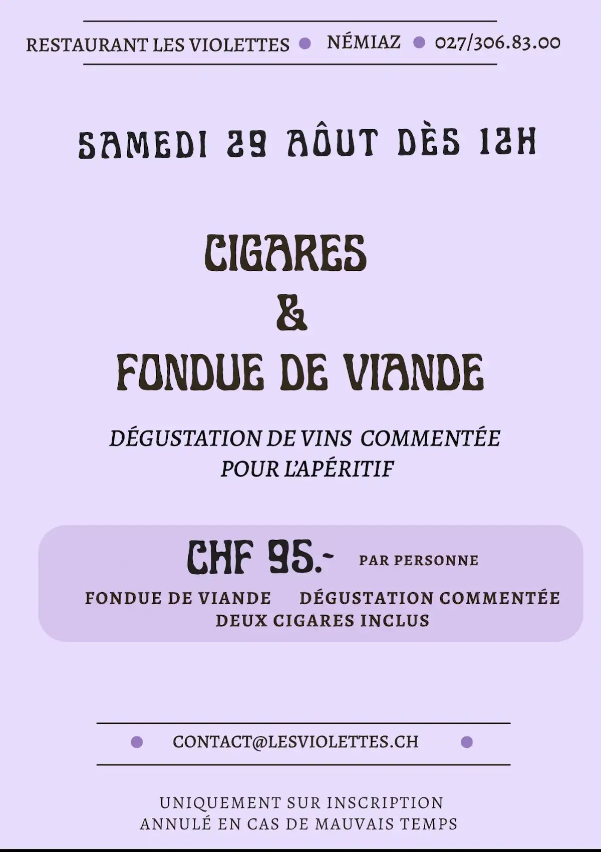 Restaurant Les Violettes - Soirée cigares Restaurant Les Violettes - Soirée cigares